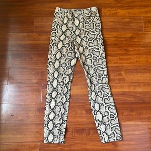 Zara snakeskin denim high waisted skinny jeans